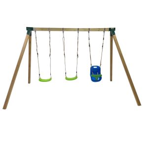 Misaladejuegos Columpio de madera cuadrada MASGAMES NORI con asiento bebé MA700060