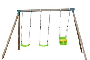 Misaladejuegos Columpio de madera cuadrada MASGAMES NORI con asiento bebé MA700060 - Imagen 5