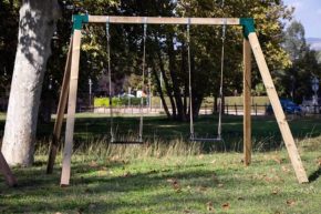 Misaladejuegos Columpio doble madera cuadrada MASGAMES KARAI DELUXE ADULTOS asientos con cuerda MA700062 - Imagen 5