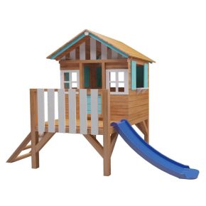 Misaladejuegos Casita infantil elevada de madera Masgames Lollipop azul con tobogán MA800535 - Imagen 2