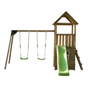 Misaladejuegos Parque infantil Masgames Tibidabo L con Caseta y Columpio Doble MA700225