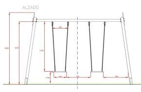 Misaladejuegos Columpio doble de madera Draco asientos mixtos Masgames Horeca MA500107B - Imagen 4