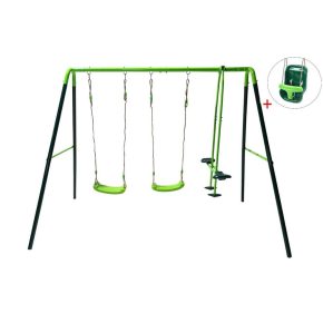 Misaladejuegos Columpio metálico triple Masgames Gingo + asiento bebé MA400203B