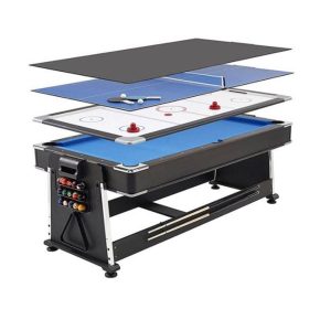 Misaladejuegos Multijuego giratorio 4 en 1 Azul - (Billar, Air Hockey - Ping-Pong, Mesa comedor) 02768