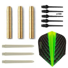 Misaladejuegos Pack Juego Dardos Eco Brass 2ba Green + 100 puntas