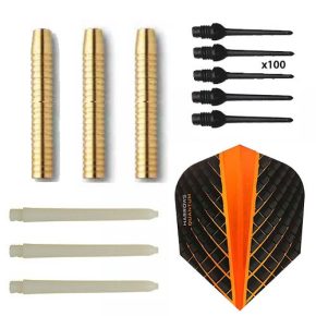 Misaladejuegos Pack Juego Dardos Eco Brass 2ba Orange+ 100 puntas