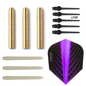 Misaladejuegos Pack Juego Dardos Eco Brass 2ba Purple + 100 puntas