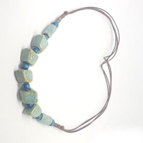 Misaladejuegos Collar Piedras Celeste Cordón Fino Marron - Imagen 2