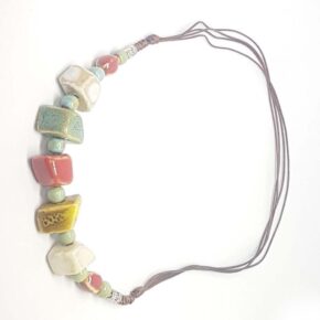 Misaladejuegos Collar Piedras Multicolor Cordón Fino Marrón - Imagen 2