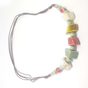 Misaladejuegos Collar Piedras Multicolor Cordón Fino Marrón - Imagen 3