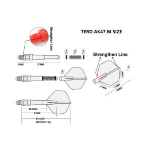 Misaladejuegos Cañas Shaft Cuesoul Tero Flights Black 37mm  AK7 CSDF-AK7+1 - Imagen 3