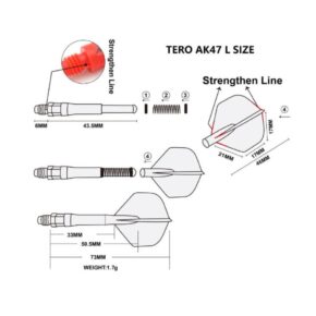 Misaladejuegos Cañas Shaft Cuesoul Tero Flights White 43.5mm  AK7 CSDF-AK7-L2 - Imagen 3