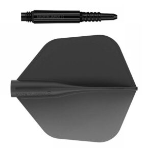 Misaladejuegos Pack Shaft 8 Flights Fixed 19.0mm+ Flights Shape Black Set 3+3 Unid. - Imagen 2