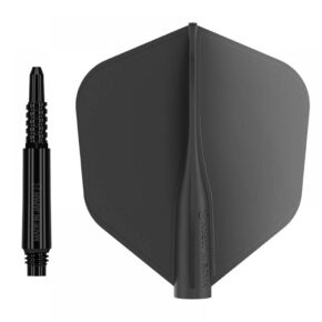 Misaladejuegos Pack Shaft 8 Flights Fixed 19.0mm+ Flights Shape Black Set 3+3 Unid.