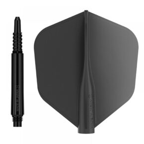 Misaladejuegos Pack Shaft 8 Flights Fixed 26.0mm+ Flights Shape Black Set 3+3 Unid.
