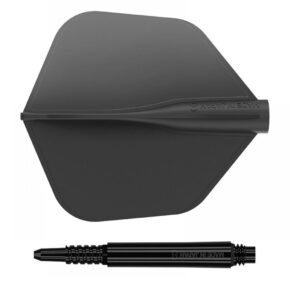 Misaladejuegos Pack Shaft 8 Flights Fixed 26.0mm+ Flights Shape Black Set 3+3 Unid. - Imagen 3