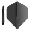 Misaladejuegos Pack Shaft 8 Flights Fixed 19.0mm+ Flights Standard Black Set 3+3 Unid.