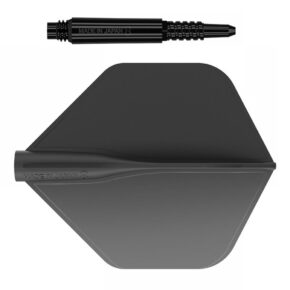 Misaladejuegos Pack Shaft 8 Flights Fixed 19.0mm+ Flights Standard Black Set 3+3 Unid. - Imagen 2