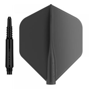 Misaladejuegos Pack Shaft 8 Flights Fixed 19.0mm+ Flights Standard Black Set 3+3 Unid.