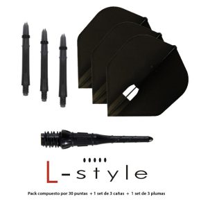 Misaladejuegos Pack L-Style Top Punta Premium 2ba + Laro 190 + L-Flight  Standard Negro