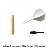 Misaladejuegos Pack MG Pro Darts 3 x Cuerpo Latón 7x51 15gr x 3 plumas condor + 100 puntas micro Harrows Pro