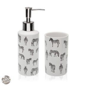 Misaladejuegos Set Dispensador Baño Ceramica Modelo Zebra 21970038
