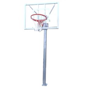 Misaladejuegos Juego de canastas galvanizadas minibasket monotubo new tubo 114 mm fijas con base anclaje-sin tablero,aro 0012770