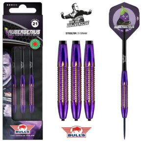 Misaladejuegos Dardos Bulls Darts Dirk van Duijvenbode Aubergenius Brass Steel 21gr  BU-24321 - Imagen 2