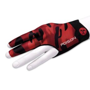 Misaladejuegos Guante Billar Poison Camo Glove 3 Finger Black Red S/M  Diestro  45196003