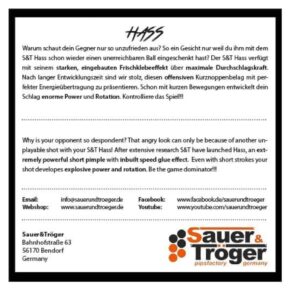 Misaladejuegos Goma Para Pala Ping Pong Sauer Troeger Hass Negro 2.1mm - Imagen 2