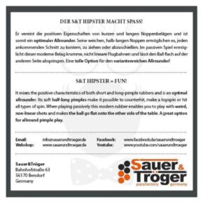 Misaladejuegos Goma Para Pala Ping Pong Sauer Troger Hipster Negra 1.9mm - Imagen 2