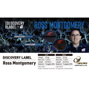 Misaladejuegos Dardos Cosmo Darts DISCOVERY LABEL Ross Montgomery 90% 24g - Imagen 7
