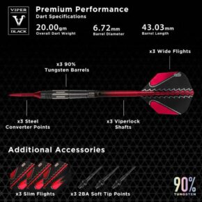 Misaladejuegos Dardos Viper Darts Viper Black Flux 90% 20gr 21-1225-20 - Imagen 5