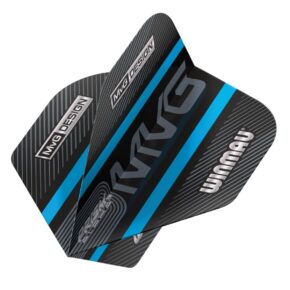 Misaladejuegos Plumas Winmau Darts Standard Prism Alpha MVG Black Blue Logo Stripe 6915.714 - Imagen 2
