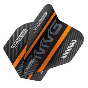 Misaladejuegos Plumas Winmau Darts Standard Prism Alpha MVG Black Orange Logo Stripe 6915.715 - Imagen 2
