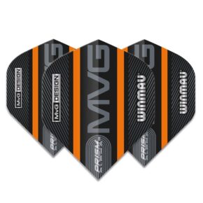 Misaladejuegos Plumas Winmau Darts Standard Prism Alpha MVG Black Orange Logo Stripe 6915.715 - Imagen 3