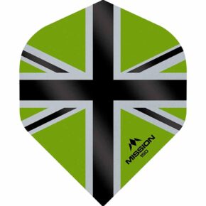 Misaladejuegos Plumas Mission Darts No2 Std Alliance-X Union Jack Negro Verde 150 F3140