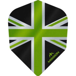 Misaladejuegos Plumas Mission Darts No6 Alliance Union Jack Negro Verde F3099