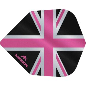 Misaladejuegos Plumas Mission Darts No6 Alliance Union Jack Negro Rosa F3102 - Imagen 2