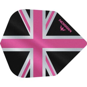 Misaladejuegos Plumas Mission Darts No6 Alliance Union Jack Negro Rosa F3102 - Imagen 3