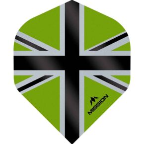 Misaladejuegos Plumas Mission Darts No2 Std Alliance-X Union Jack Negro Verde F3107