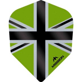 Misaladejuegos Plumas Mission Darts No6 Std Alliance-X Union Jack Negro Verde F3121