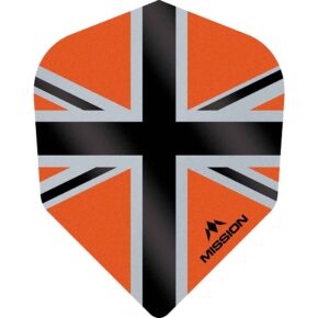Misaladejuegos Plumas Mission Darts No6 Std Alliance-X Union Jack Negro Naranja F3122