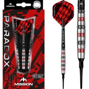 Misaladejuegos Dardos Mission Paradox M2 Curved Negro Rojo 90% 21g D9641 - Imagen 3