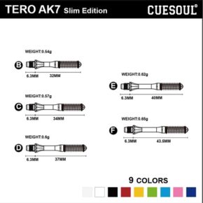 Misaladejuegos Cañas Shaft Cuesoul Tero Flights Slim Clear 34mm  AK7 AK7+7XC35 - Imagen 3