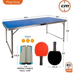 Misaladejuegos Mesa de Ping Pong Plegable 120x60x70 Con Raquetas y Pelotas 4730 - Imagen 4