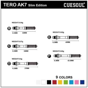 Misaladejuegos Cañas Shaft Cuesoul Tero Flights Aqua Slim E 40mm  AK7 - Imagen 3