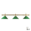 Misaladejuegos Lámpara Billar 3 Tulipas Laton Verde + 3 Bobillas Led Blanco