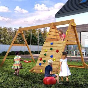 Misaladejuegos Columpio de escalada doble de madera Spider King S-02990-P-T-XX-1 - Imagen 5