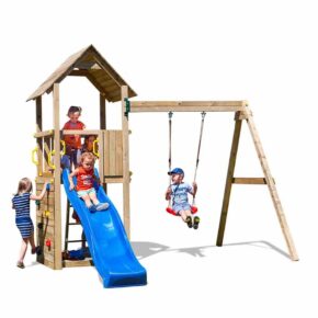 Misaladejuegos Torreta con tobogán columpio jardín trepador parque infantil para niños Carol-2 S-03020-PK-XB-1